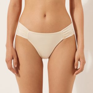 Draped Brazilian Swimsuit Bottom Shiny Satin